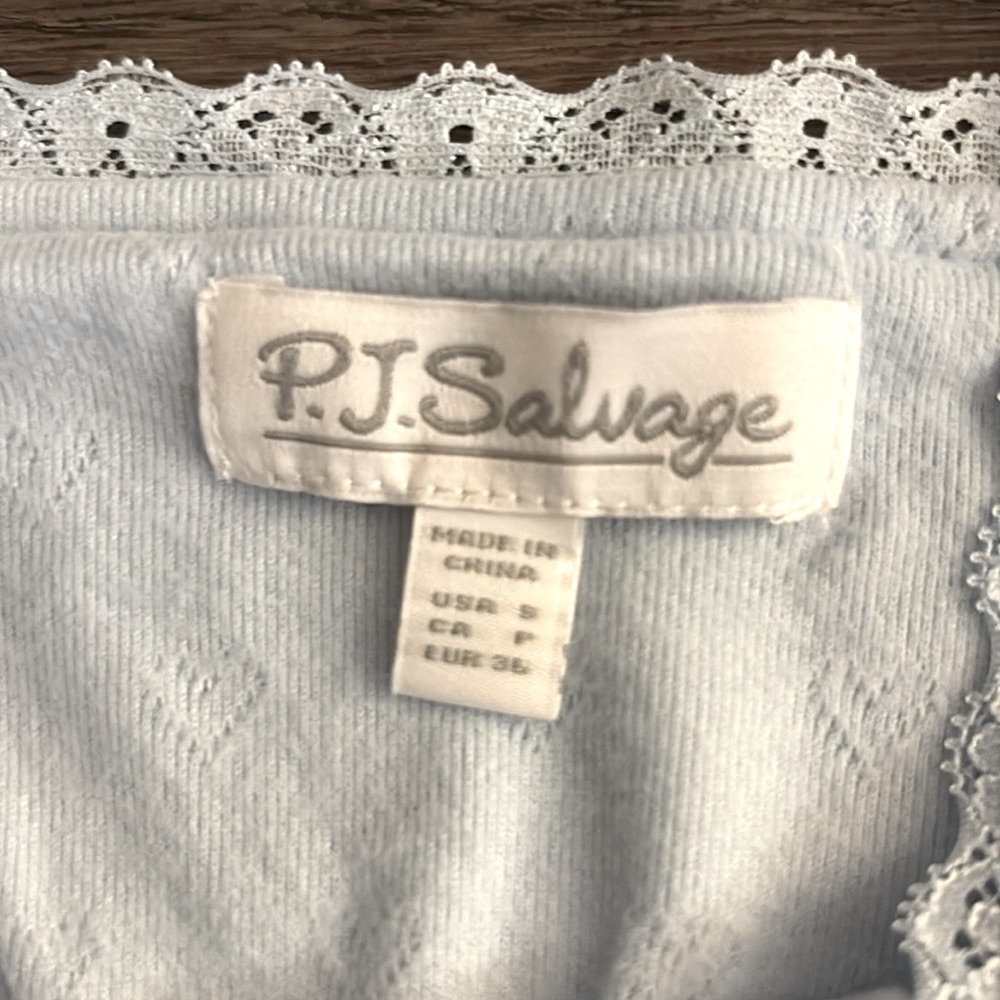 NWT [PJ Salvage] Pointelle Hearts Soft Lace Fitted Cami, Blue Haze Women’s Small - Picture 13 of 15